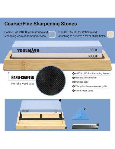 Kit de Afilado TOOLMAYS con Piedras Doble Grano 1000/6000