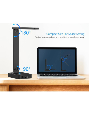 Lámpara de escritorio LED Drevet con USB-C y 3 puertos