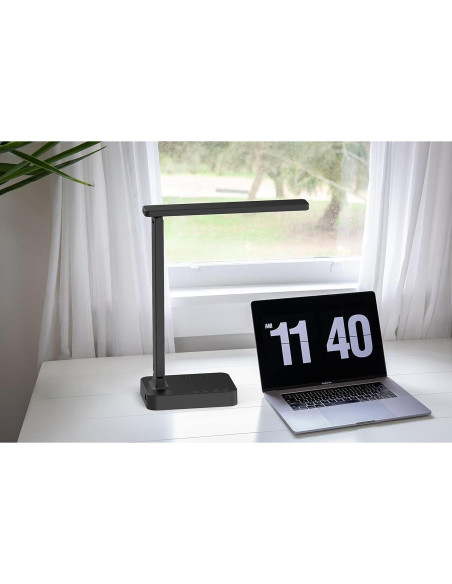 Lámpara de escritorio LED Drevet con USB-C y 3 puertos