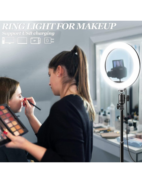 Kit Luz de Anillo RIEOMN 10.2" Ajustable LED para Maquillaje