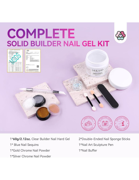 Gel Constructor Sólido para Uñas SAVILAND 60g 3D No Pegajoso
