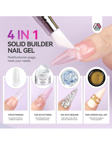 Gel Constructor Sólido para Uñas SAVILAND 60g 3D No Pegajoso
