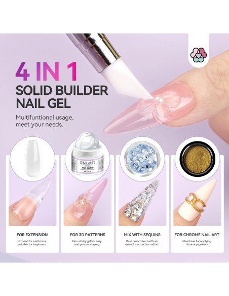 Gel Constructor Sólido para Uñas SAVILAND 60g 3D No Pegajoso