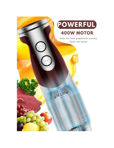 Batidora de Inmersión MEGAWISE 5 en 1 400W Acero Inoxidable