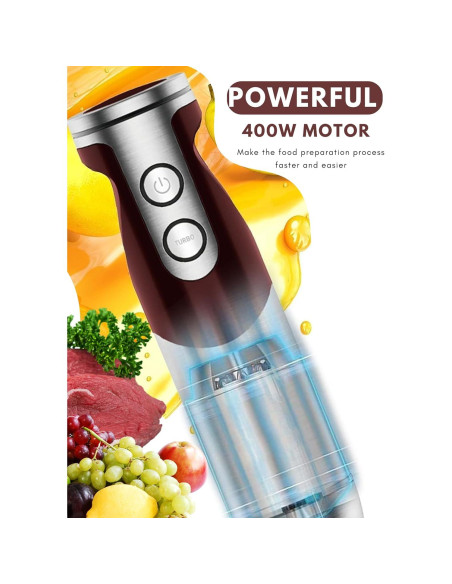 Batidora de Inmersión MEGAWISE 5 en 1 400W Acero Inoxidable