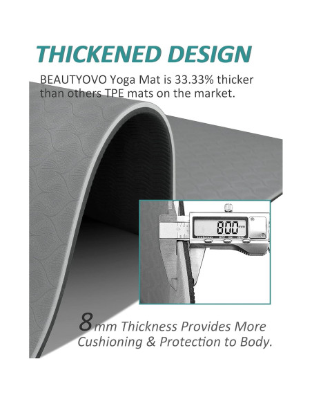 Esterilla de Yoga BEAUTYOVO TPE Antideslizante 182.88x60.96cm