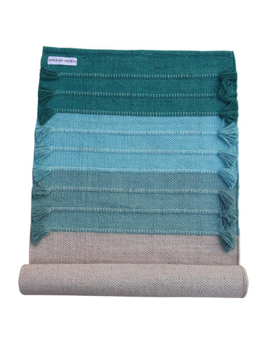 Alfombra de Yoga Ecológica Jaipur art & Rugs 183x61cm Verde-Blanco