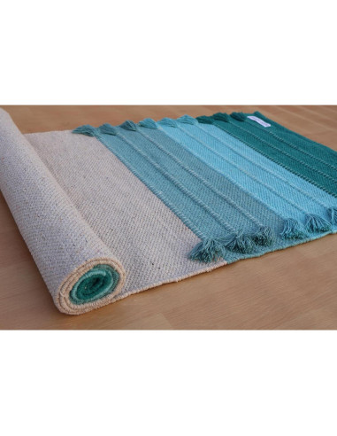 Alfombra de Yoga Ecológica Jaipur art & Rugs 183x61cm Verde-Blanco
