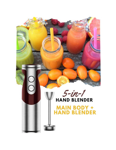 Batidora de Inmersión MEGAWISE 5 en 1 400W Acero Inoxidable