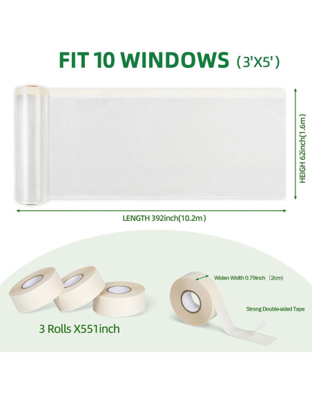 Kit de Aislamiento de Ventanas FLYZZZ 1.6m x 10m para Invierno Kit de Aislamiento de Ventanas FLYZZZ 1.6m x 10m para Invierno