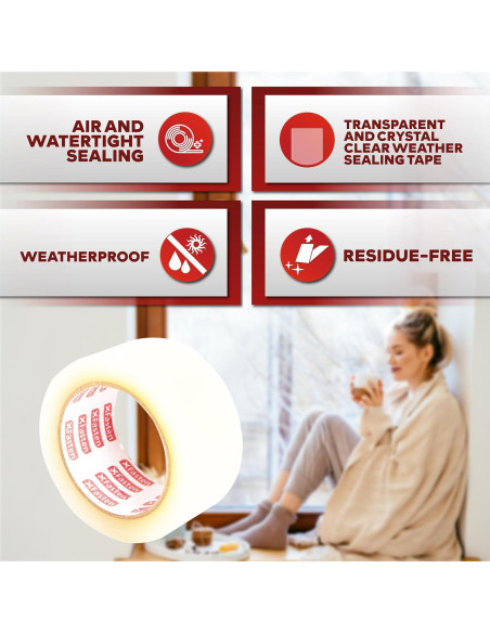 Cinta de Sellado de Ventanas XFasten 50.8mm x 27.43m Transparente Cinta de Sellado de Ventanas XFasten 50.8mm x 27.43m Transparente