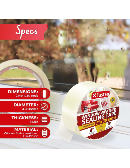 Cinta de Sellado de Ventanas XFasten 50.8mm x 27.43m Transparente Cinta de Sellado de Ventanas XFasten 50.8mm x 27.43m Transparente