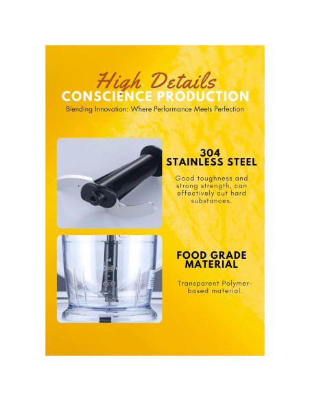 Batidora de Inmersión MEGAWISE 5 en 1 400W Acero Inoxidable