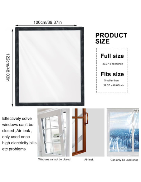 Kit de Aislamiento de Ventanas Jeyeou 99x122 cm PVC Transparente Kit de Aislamiento de Ventanas Jeyeou 99x122 cm PVC Transparente