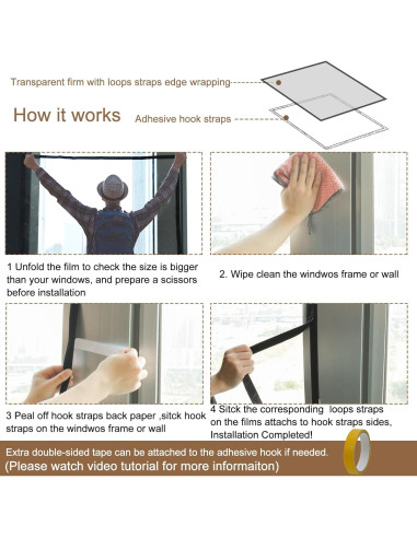 Kit de Aislamiento de Ventanas Jeyeou 99x122 cm PVC Transparente