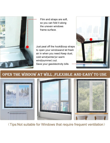 Kit de Aislamiento de Ventanas Jeyeou 99x122 cm PVC Transparente