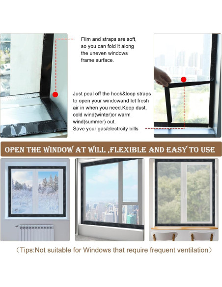 Kit de Aislamiento de Ventanas Jeyeou 99x122 cm PVC Transparente Kit de Aislamiento de Ventanas Jeyeou 99x122 cm PVC Transparente