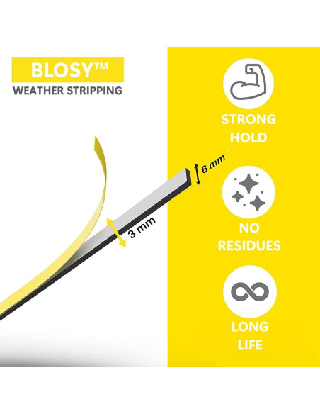 Burlete Adhesivo Blosy 3 Rollos 4.88m Espuma Aislante Blanco