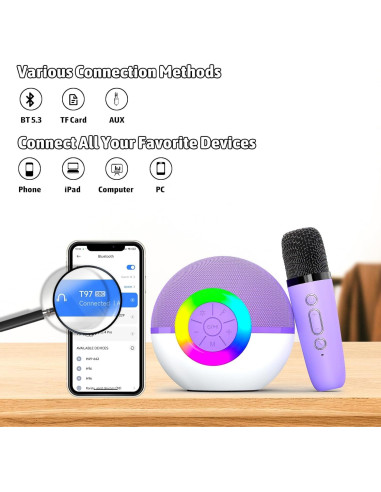 Máquina de Karaoke Heroange T97 Altavoz Bluetooth Púrpura