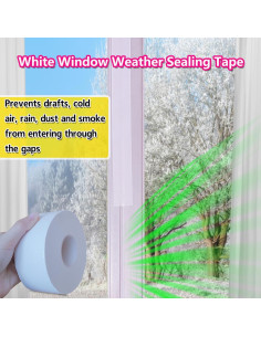 Cinta de Sellado para Ventanas WENSSKKU 5.08cm x 30m Blanca 2