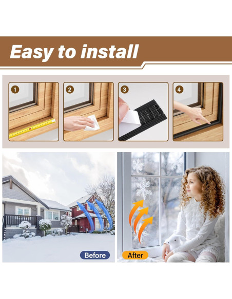 Tira de Sellado para Ventanas GCJUYA 299.72cm Negro Aislante