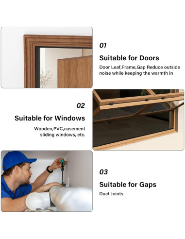 Tira de Sellado para Ventanas GCJUYA 299.72cm Negro Aislante