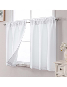 Cortinas de Café Blancas 76x91 cm WelvetBLK 2 Paneles Aislantes 2