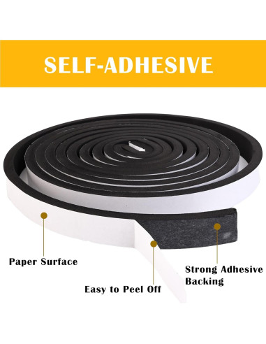 Burlete de Espuma Autoadhesiva Genérico 2.54 cm x 0.95 cm 5.03 m