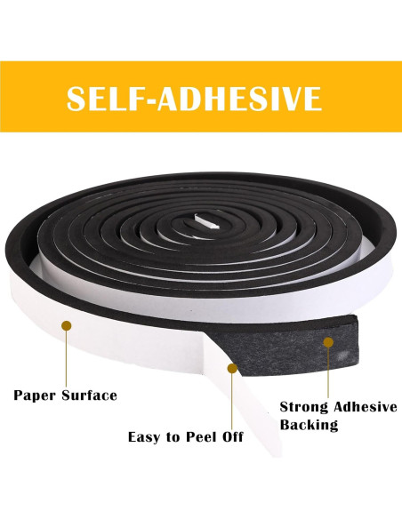 Burlete de Espuma Autoadhesiva Genérico 2.54 cm x 0.95 cm 5.03 m