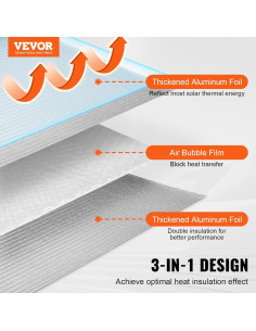 Rollo Aislamiento Reflectante Doble VEVOR 3.2mm 121.9x304.8cm 2