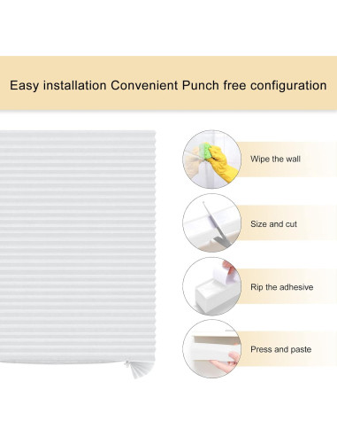 Persianas Plisadas Autoadhesivas Maritown 61x150 cm Blanco