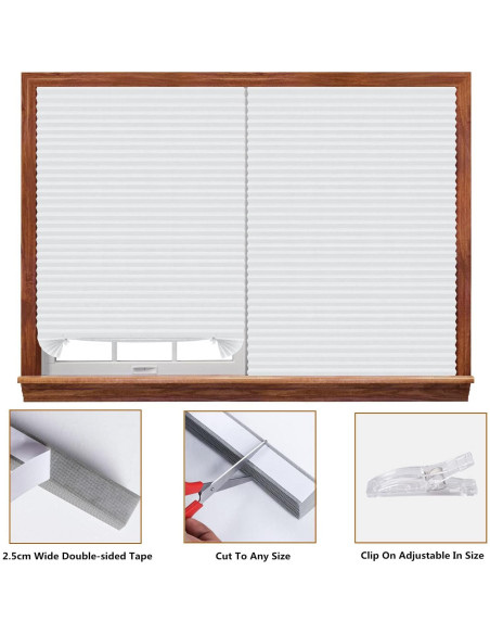 Persianas Plisadas Autoadhesivas Maritown 61x150 cm Blanco Persianas Plisadas Autoadhesivas Maritown 61x150 cm Blanco