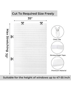 Paquete de 6 Cortinas Plisadas Temporales Tlence 35x70 cm Blanco 2