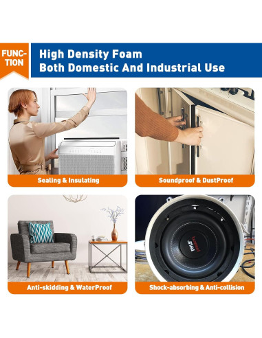 Sellador de Puerta MAGZO Cinta de Espuma Adhesiva 50FT Negro