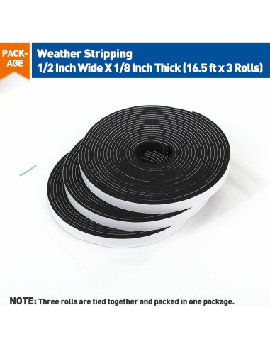 Sellador de Puerta MAGZO Cinta de Espuma Adhesiva 50FT Negro