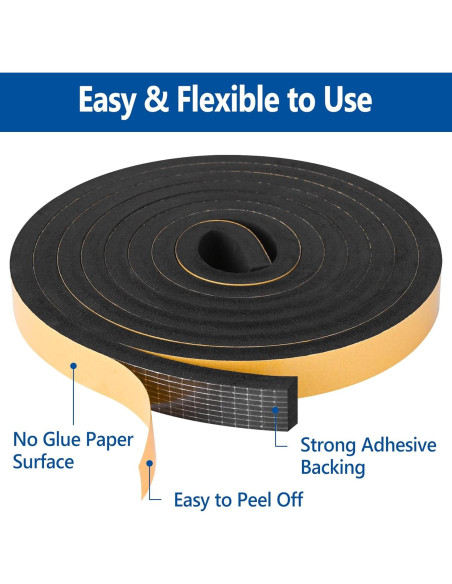 Cinta de Espuma Autoadhesiva Kikerike 0.64cm x 12.8m Aislamiento