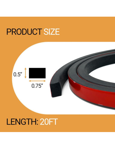 Tira de Sellado de Goma EPDM PACIXU 20 pies Negro