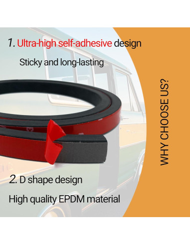 Tira de Sellado de Goma EPDM PACIXU 20 pies Negro