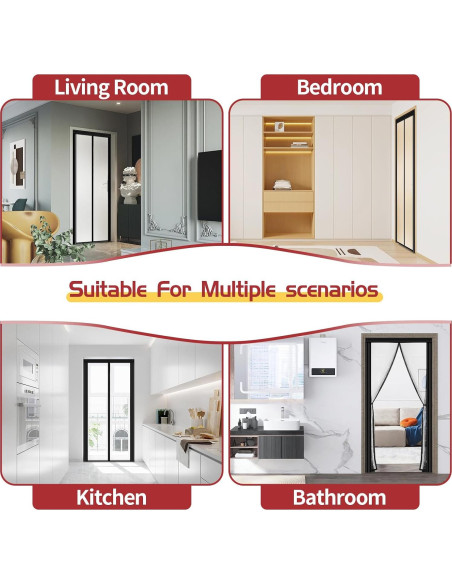 Cortina de Puerta Aislante Veanusiver Ajustable 74-86cm x 200-210cm Cortina de Puerta Aislante Veanusiver Ajustable 74-86cm x 200-210cm