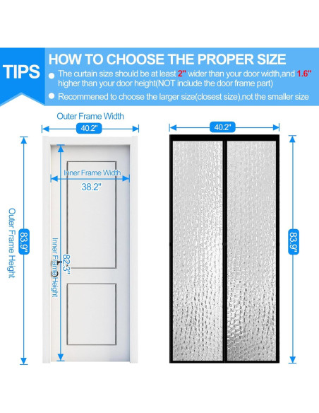 Cortina de Puerta Aislante Magnética RELIANCER 96.5x208.3cm