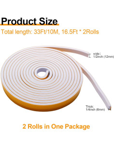 Tira de sellado autoadhesiva Pazaka 2 rollos 33 pies blanco 2