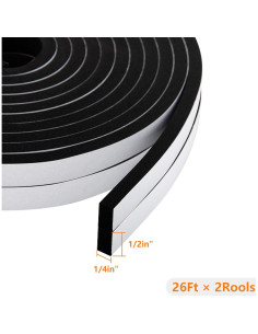 Tira de neopreno CloudBuyer 1/2" x 1/4" 26 pies sellado 2