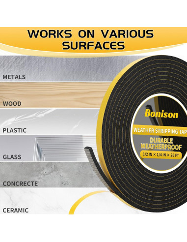 Cinta de Sellado Bonison 8m - Aislamiento Acústico Negro