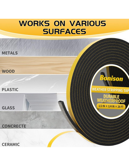Cinta de Sellado Bonison 8m - Aislamiento Acústico Negro