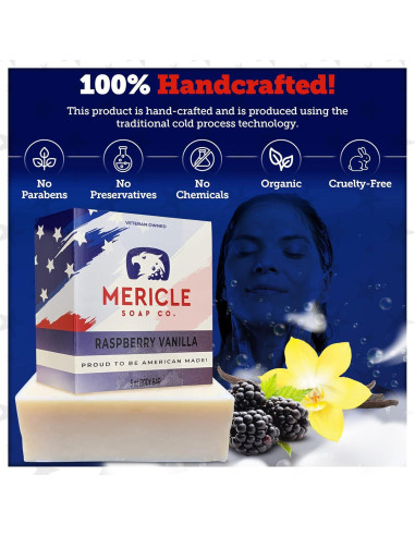 Barra de Cuerpo Orgánica Mericle Soap Co. 142g Frambuesa Vainilla
