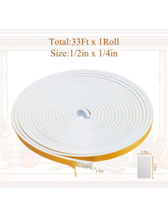 Tira de Sellado de Espuma Frienda 10.06m Adhesivo Blanco 2