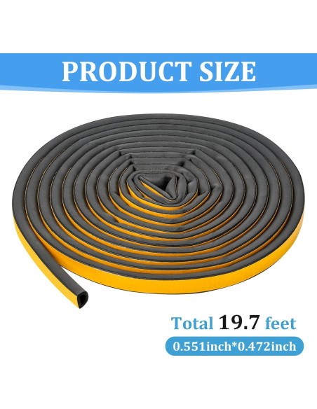 Sello de Puerta de Goma Amzjjle 6.4oz 19.7ft Aislamiento Acústico