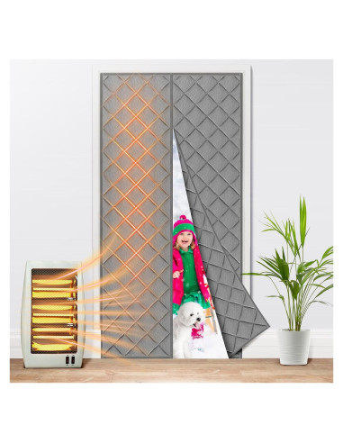 Cortina de Puerta Térmica Aislante Magnética Grehabor 81.3x203.2cm Gris