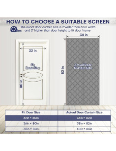 Cortina de Puerta Térmica Aislante Magnética Grehabor 81.3x203.2cm Gris 2