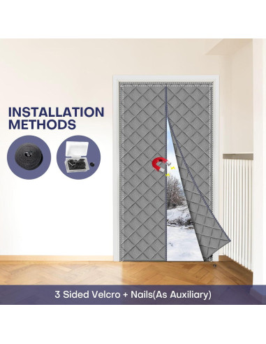 Cortina de Puerta Térmica Aislante Magnética Grehabor 81.3x203.2cm Gris